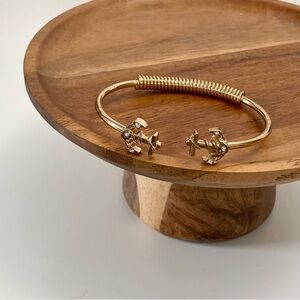 4/$15 Gold Spring Coil Anchor Cuff Bracelet